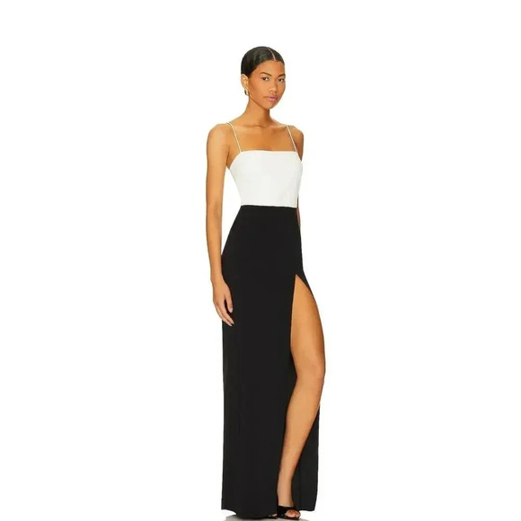 NEW - NWT Amanda Uprichard x Revolve Avani Gown Black & Ivory Sz M - Picture 2 of 7